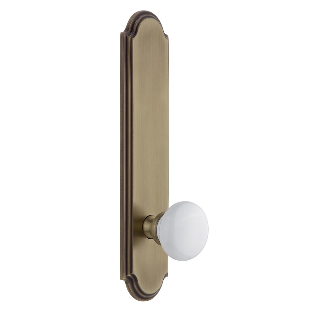 Grandeur by Nostalgic Warehouse ARCHYD Arc Tall Plate Privacy with Hyde Park Knob in Vintage Brass